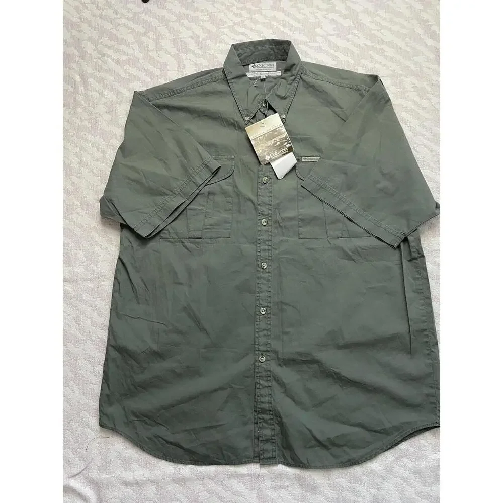 Columbia Men’s Green Button Down Short Sleeve Shirt Size XL - Picture 8 of 9